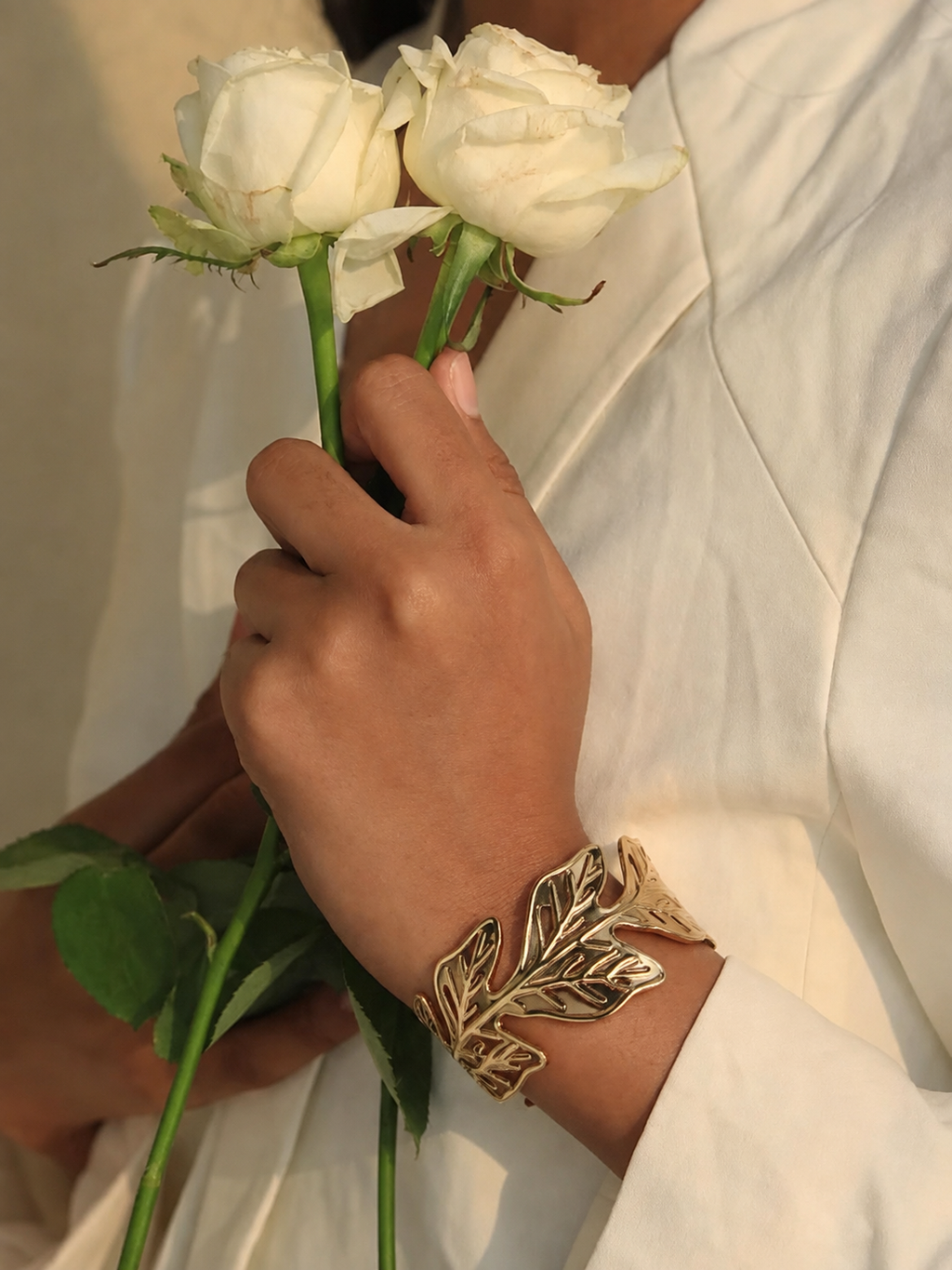 Gold-Tone Leaf Design Bracelet