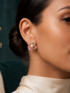 multi color Floral Pearl Stud Earrings