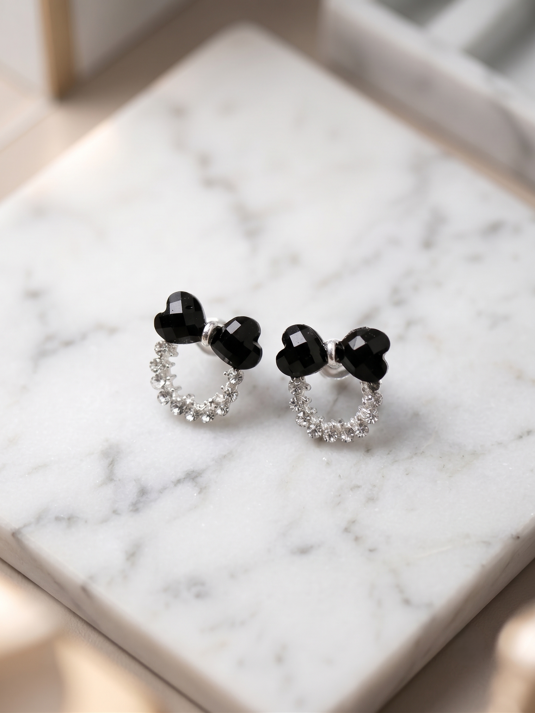 multi color Bow Crystal Stud Earrings.