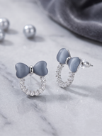 multi color Bow Crystal Stud Earrings.