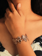 Elegant Rose Gold Bow Design Open Cuff Bracelet for Women