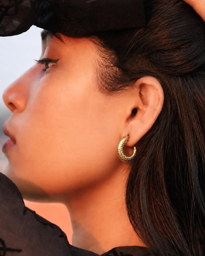 Golden Textured Hoop Earrings