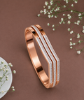Rose Gold CZ Double-Line Bangle