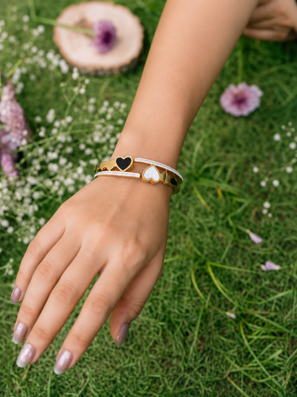 Heart Charm Dual-Tone Bracelet for Women | Elegant Everyday Jewellery