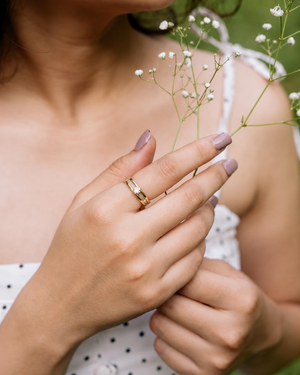 Delicate Double-Band Solitaire Ring