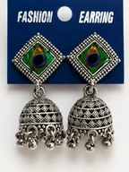 Oxidized Peacock Jhumka Earrings.