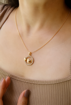 Double Heart Circle Pendant Necklace