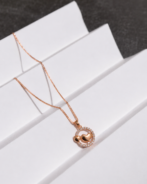 Double Heart Circle Pendant Necklace