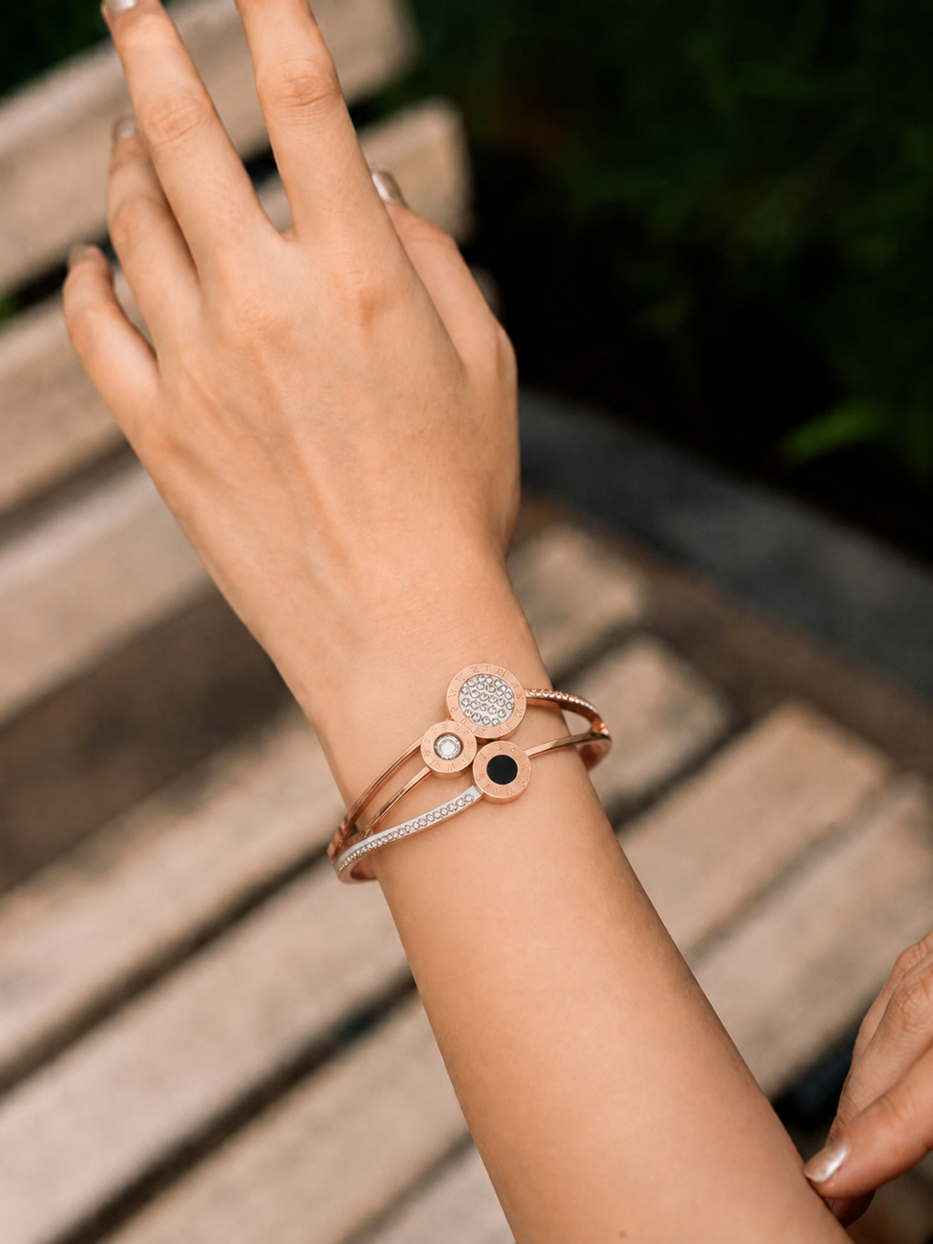 Rose Gold Crystal Charm Bracelet
