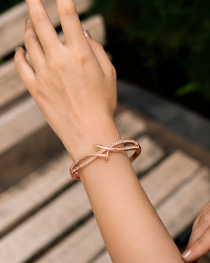 Rose Gold Crystal Crossover Bracelet.