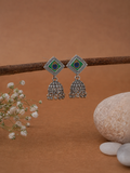 Oxidized Peacock Jhumka Earrings.