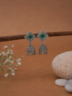 Oxidized Peacock Jhumka Earrings.