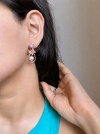 Rose Gold Butterfly Pearl Drop Earring