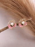 multi color Floral Pearl Stud Earrings