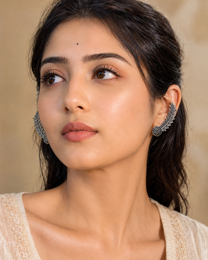 Leaf Vine Oxidized Silver Ear Cuff