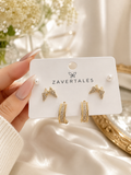 Gold-Plated Butterfly Stud & CZ Hoop Earrings Set for Women | Elegant Everyday Jewellery