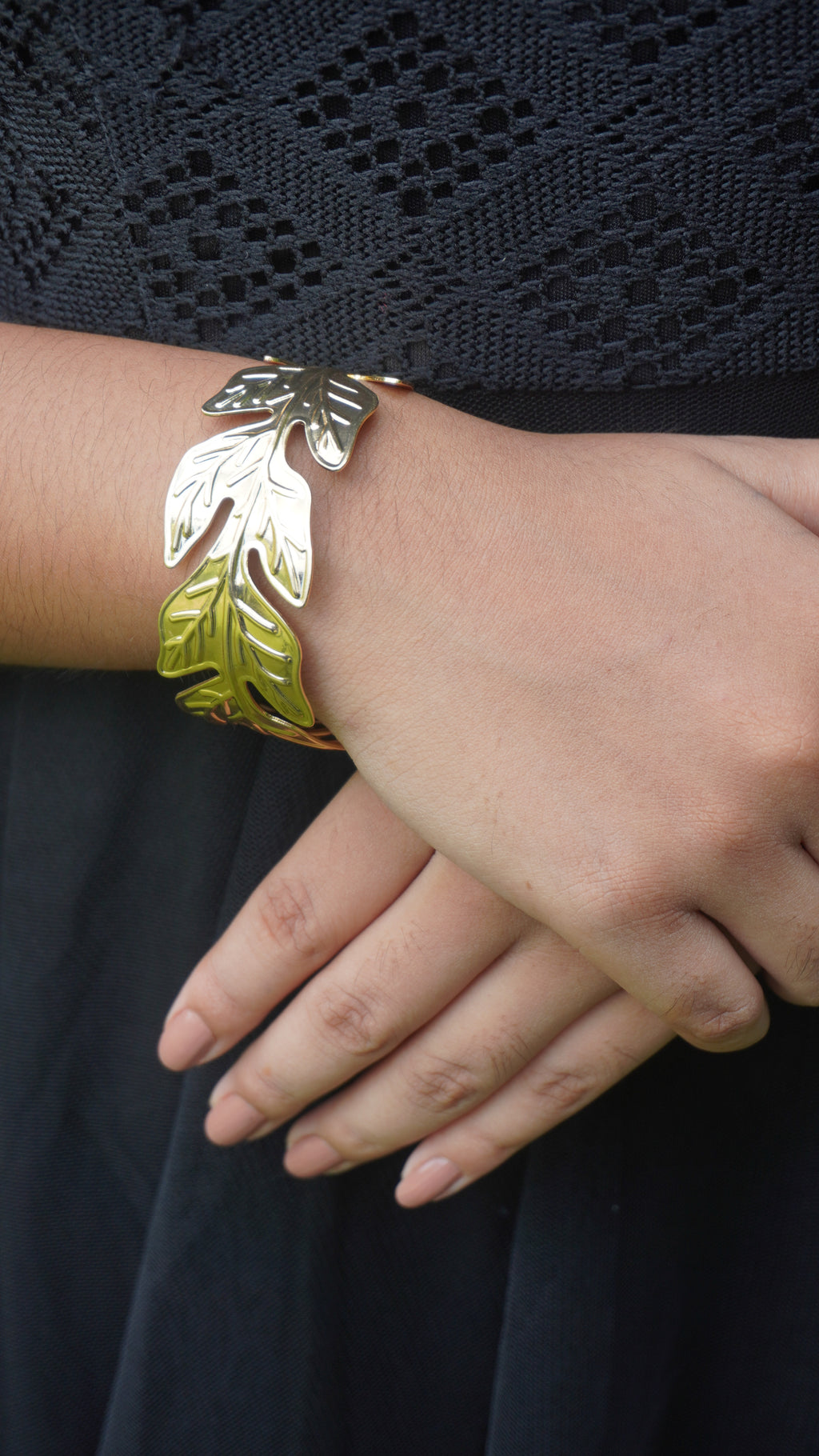 Gold-Tone Layered Leaf Bracelet