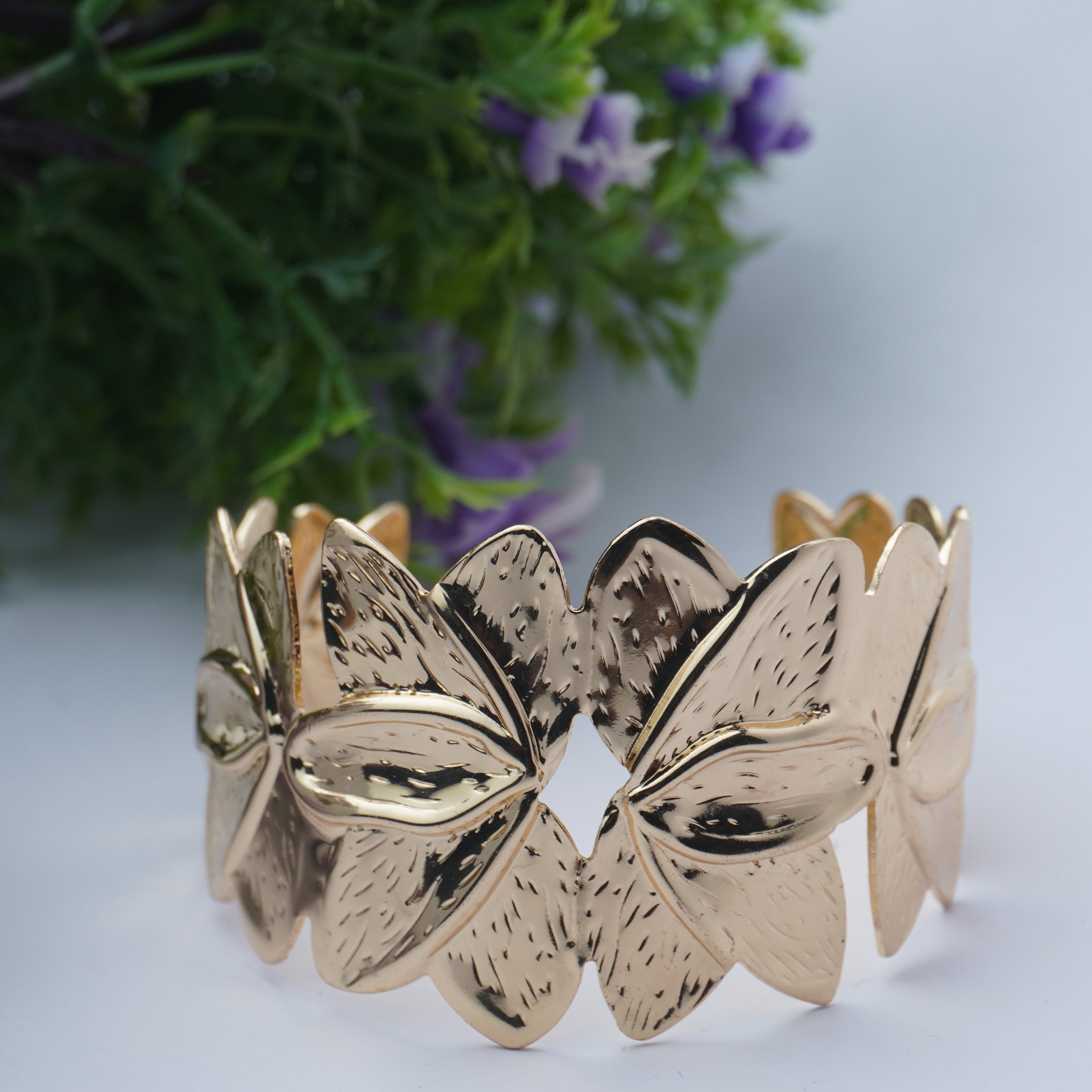 Gold-Tone Floral Design Bracelet