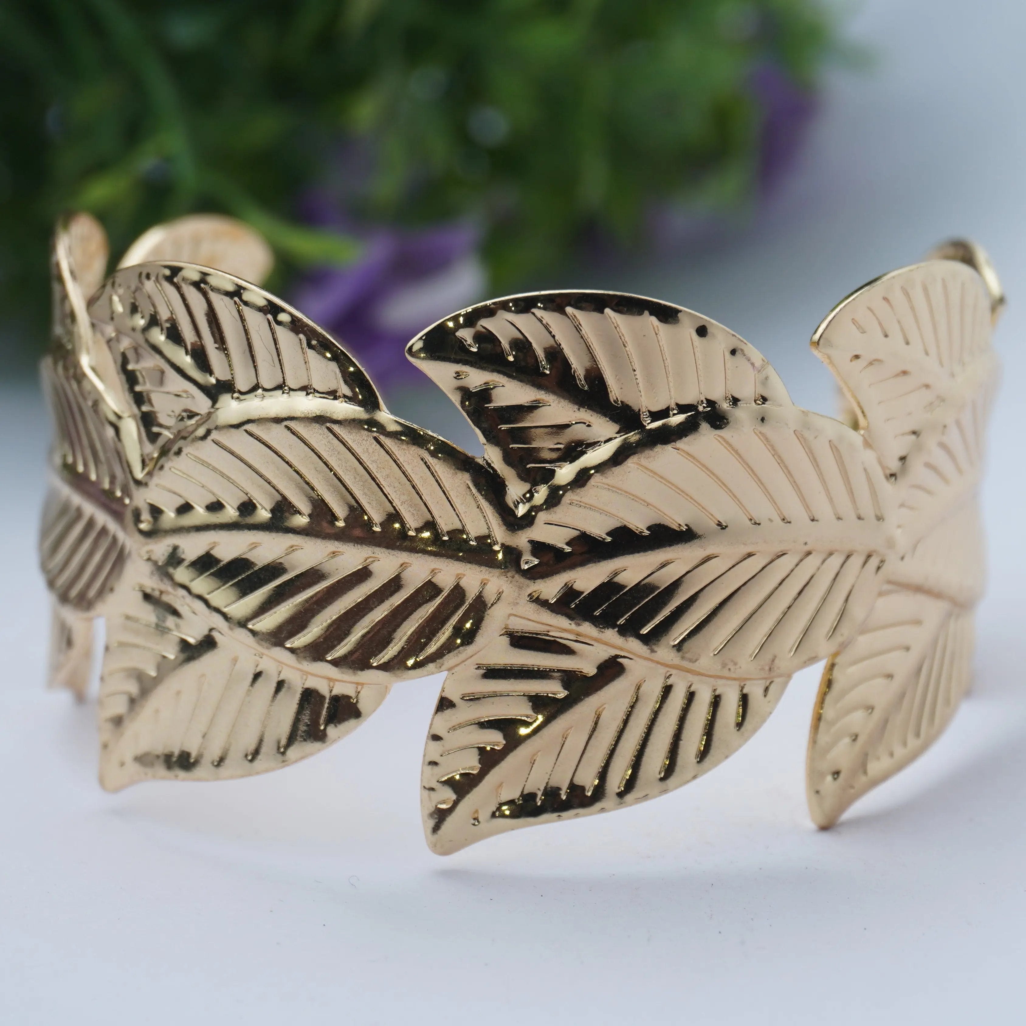 Gold-Tone Layered Leaf Bracelet
