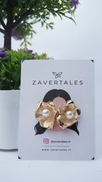 Pearl Bloom Gold Flower Stud Earrings