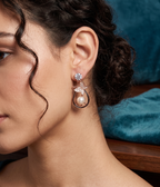 Rose Gold Butterfly Pearl Drop Earring