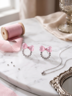 multi color Bow Crystal Stud Earrings.