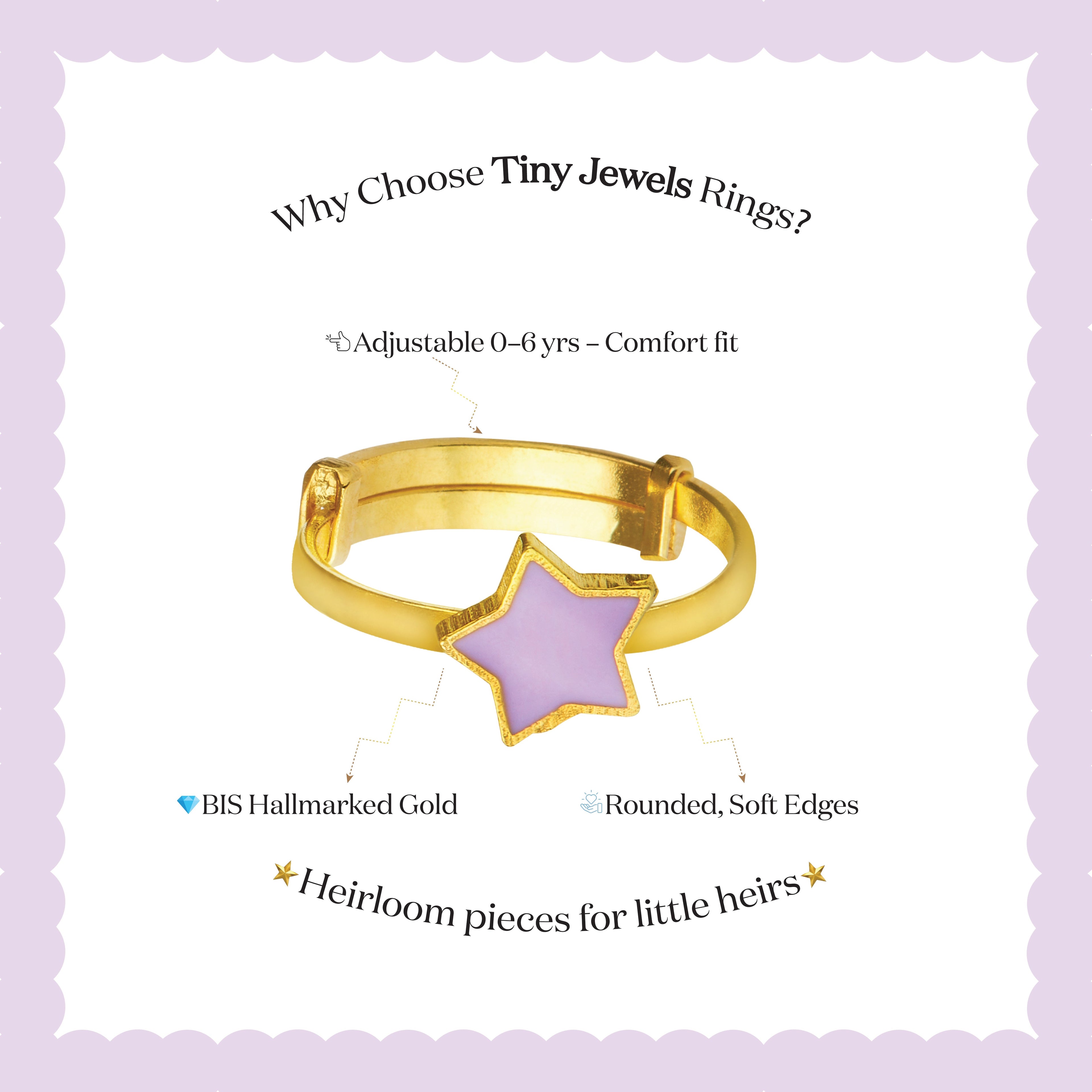 Solid Gold Pink Star Ring for Kids | BIS Hallmarked | Tiny Jewels