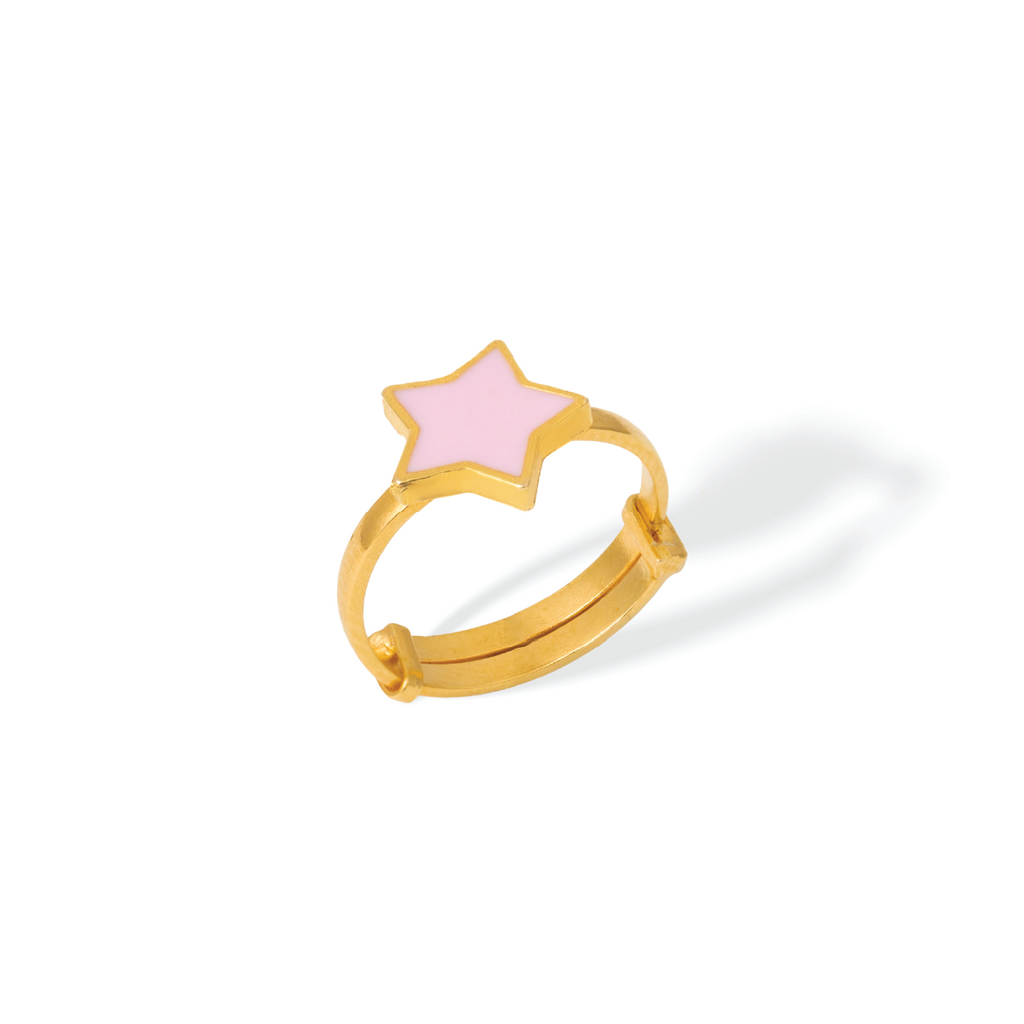 Solid Gold Pink Star Ring for Kids | BIS Hallmarked | Tiny Jewels